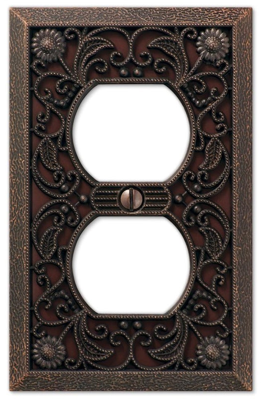 AMERELLE Amerelle 65DDB Wallplate, 4-1/2 in L, 2-13/16 in W, 1 -Gang, Metal, Aged Bronze