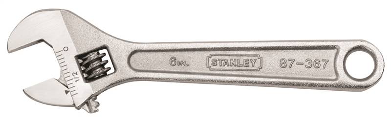 STANLEY Stanley 87-367 Adjustable Wrench, 6 in OAL, 1-1/20 in Jaw, Steel, Chrome TOOLS STANLEY   