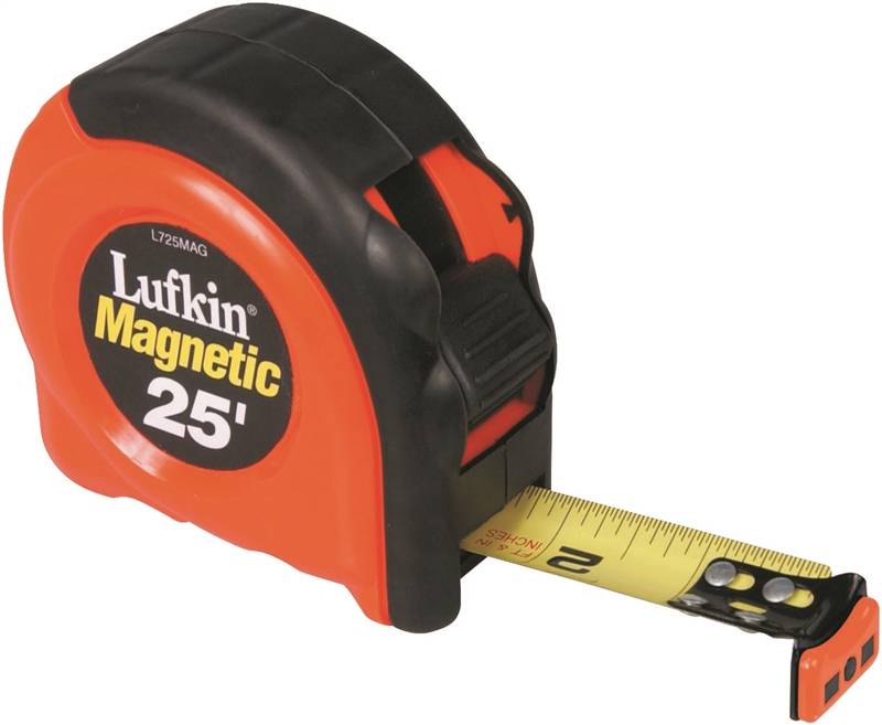 LUFKIN Crescent Lufkin L725MAG Tape Measure, 25 ft L Blade, 1 in W Blade, Steel Blade, ABS/Rubber Case, Orange Case TOOLS LUFKIN   