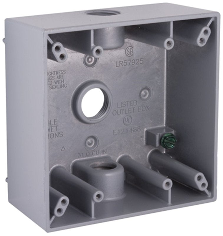 HUBBELL Hubbell 5333-0 Weatherproof Box, 3 -Outlet, 2 -Gang, Aluminum, Gray, Powder-Coated ELECTRICAL HUBBELL   