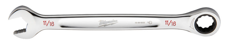 MILWAUKEE Milwaukee 45-96-9222 Ratcheting Combination Wrench, SAE, 11/16 in Head, 9.19 in L, 12-Point, Steel, Chrome TOOLS MILWAUKEE   