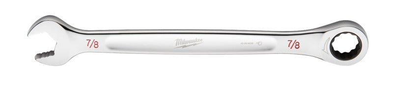MILWAUKEE Milwaukee 45-96-9228 Ratcheting Combination Wrench, SAE, 7/8 in Head, 11.93 in L, 12-Point, Steel, Chrome TOOLS MILWAUKEE   