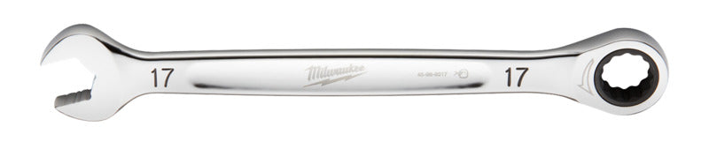 MILWAUKEE Milwaukee 45-96-9317 Ratcheting Combination Wrench, Metric, 17 mm Head, 9.19 in L, 12-Point, Steel, Chrome TOOLS MILWAUKEE   