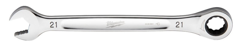 MILWAUKEE Milwaukee 45-96-9321 Ratcheting Combination Wrench, Metric, 21 mm Head, 11.1 in L, 12-Point, Steel, Chrome TOOLS MILWAUKEE   