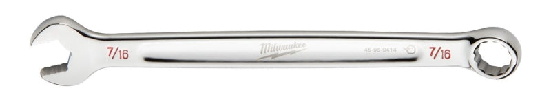 MILWAUKEE Milwaukee 45-96-9414 Combination Wrench, SAE, 7/16 in Head, 6-1/2 in L, 12-Point, Steel, Chrome TOOLS MILWAUKEE   