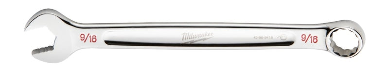 MILWAUKEE Milwaukee 45-96-9418 Combination Wrench, SAE, 9/16 in Head, 7.48 in L, 12-Point, Steel, Chrome TOOLS MILWAUKEE   