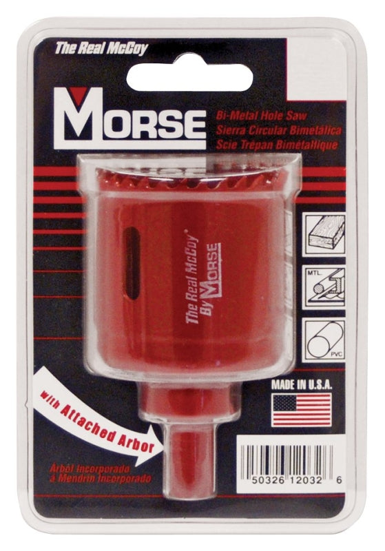 MORSE Morse MHSA20C/TAC20 Hole Saw, 1-1/4 in Dia, 1-15/16 in D Cutting, 3/8 in Arbor, 4/6 TPI, HSS Cutting Edge