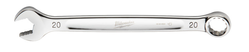 MILWAUKEE Milwaukee 45-96-9520 Combination Wrench, Metric, 20 mm Head, 10.31 in L, 12-Point, Steel, Chrome TOOLS MILWAUKEE   