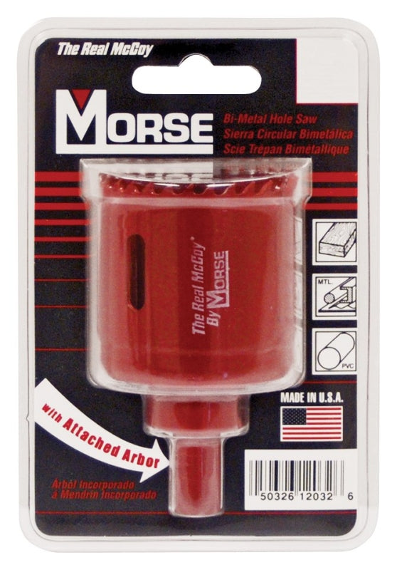 MORSE Morse MHSA24C Hole Saw, 1-1/2 in Dia, 1-15/16 in D Cutting, 3/8 in Arbor, 4/6 TPI, HSS Cutting Edge