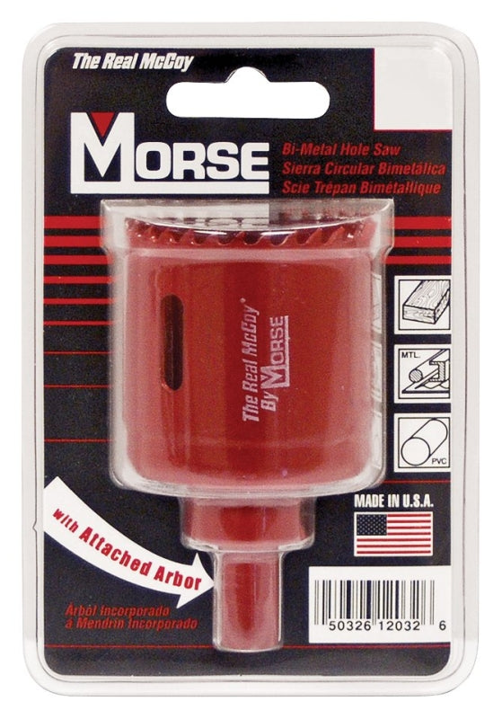 MORSE Morse MHSA32C Hole Saw, 2 in Dia, 1-15/16 in D Cutting, 3/8 in Arbor, 4/6 TPI, HSS Cutting Edge
