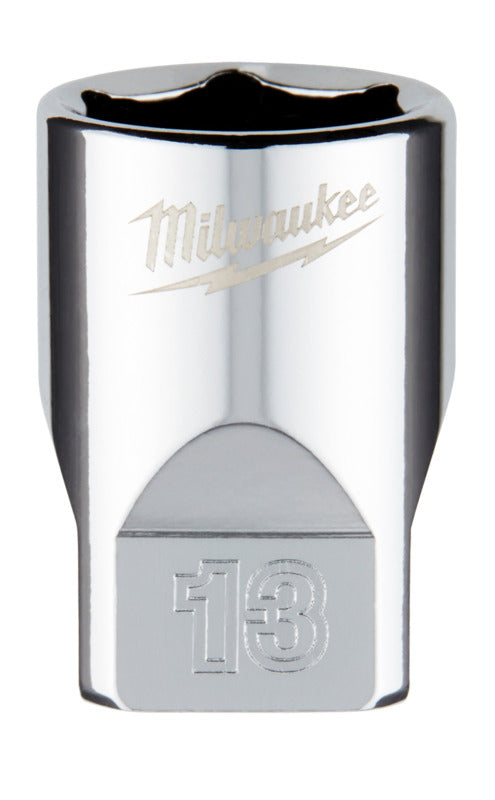 MILWAUKEE Milwaukee 45-34-9039 Socket, 13 mm Socket, 1/4 in Drive, 6-Point, Chrome Vanadium Steel, Chrome TOOLS MILWAUKEE   