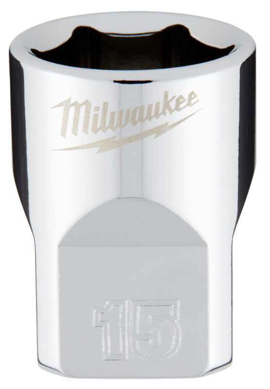 MILWAUKEE Milwaukee 45-34-9085 Socket, 15 mm Socket, 3/8 in Drive, 6-Point, Chrome Vanadium Steel, Chrome TOOLS MILWAUKEE   