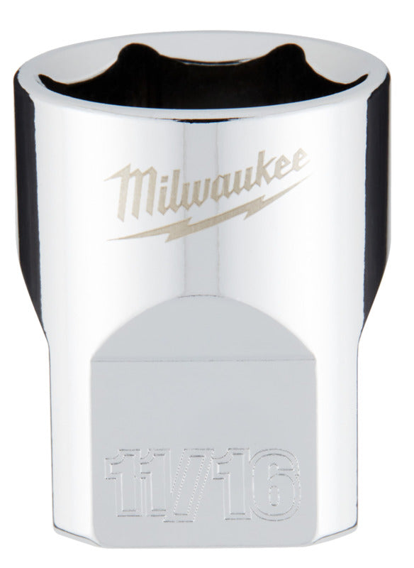 MILWAUKEE Milwaukee 45-34-9067 Socket, 11/16 in Socket, 3/8 in Drive, 6-Point, Chrome Vanadium Steel, Chrome TOOLS MILWAUKEE   