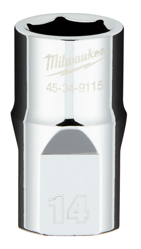 MILWAUKEE Milwaukee 45-34-9115 Socket, 14 mm Socket, 1/2 in Drive, 6-Point, Chrome Vanadium Steel, Chrome TOOLS MILWAUKEE   