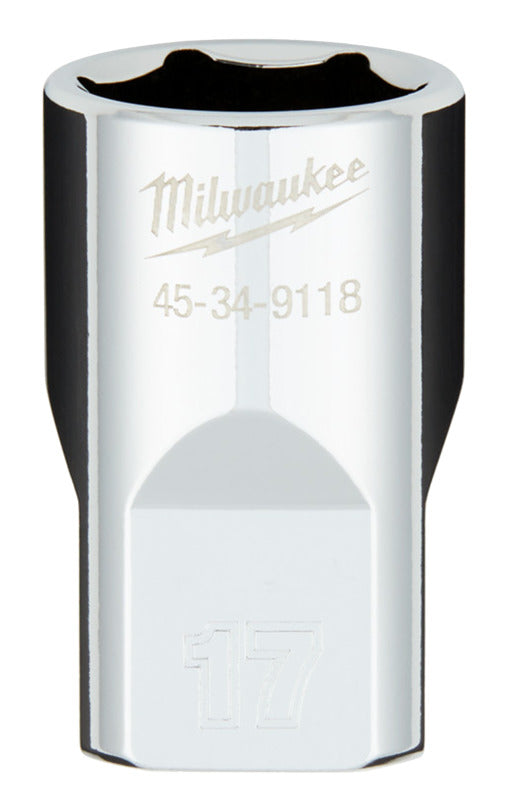 MILWAUKEE Milwaukee 45-34-9118 Socket, 17 mm Socket, 1/2 in Drive, 6-Point, Chrome Vanadium Steel, Chrome TOOLS MILWAUKEE   