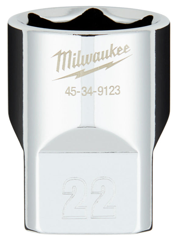 MILWAUKEE Milwaukee 45-34-9123 Socket, 22 mm Socket, 1/2 in Drive, 6-Point, Chrome Vanadium Steel, Chrome TOOLS MILWAUKEE   