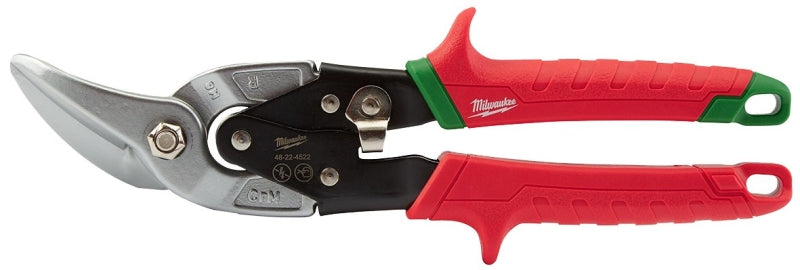 MILWAUKEE Milwaukee 48-22-4522 Aviation Snip, 10 in OAL, 5 in L Cut, Right Cut, Steel Blade, Ergonomic Handle, Red Handle