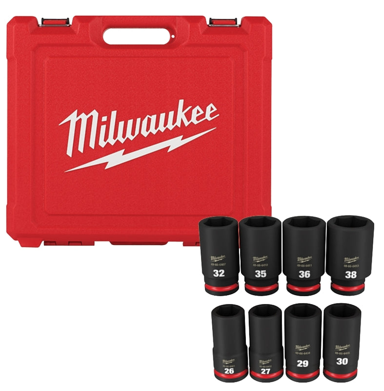 MILWAUKEE Milwaukee SHOCKWAVE Impact Duty Series 49-66-7020 Deep Metric Socket Set, Molybdenum Steel, Chrome/Phosphate, Black