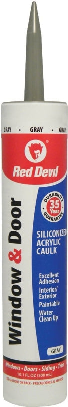 RED DEVIL Red Devil 084650 Siliconized Acrylic Caulk, Gray, -20 to 180 deg F, 10.1 fl-oz Cartridge PAINT RED DEVIL