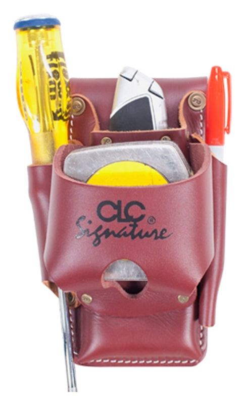 HULTAFORS CLC Signature Elite Series 21464 Heavy-Duty Hammer/Tool Holder, 4-Pocket, Leather, Chestnut, 4-1/2 in W, 7-1/4 in H