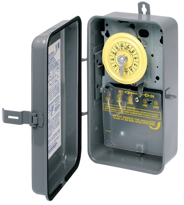 INTERMATIC Intermatic T101R Mechanical Timer Switch, 40 A, 120 V, 3 W, 24 hr Time Setting, 12 On/Off Cycles Per Day Cycle ELECTRICAL INTERMATIC   