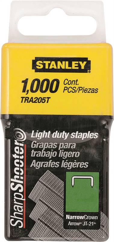 STANLEY STANLEY TRA204T Staple, 29/64 in W Crown, 1/4 in L Leg, Galvanized