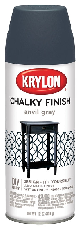 KRYLON Krylon K04104000 Chalk Spray Paint, Matte, Gray, 12 oz, Can PAINT KRYLON   