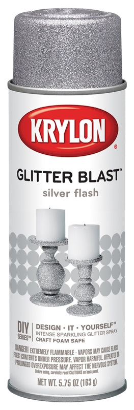 KRYLON Krylon K03802A00 Craft Spray Paint, Glitter, Silver Flash, 5.75 oz, Can AUTOMOTIVE KRYLON   