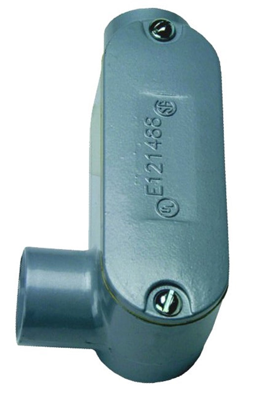 TEDDICO/BWF BWF 202-CGV Conduit Body, 1 in Hub, 5.8 in OAL, 1-Hub, Threaded, Aluminum, Gray, Left Access Opening ELECTRICAL TEDDICO/BWF