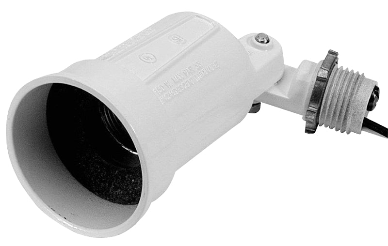 TEDDICO/BWF Teddico/Bwf H-1WV Lamp Holder, Floodlight, 3 in H x 3-1/2 in D Dimensions, 150 W, Metal Housing Material, White ELECTRICAL TEDDICO/BWF