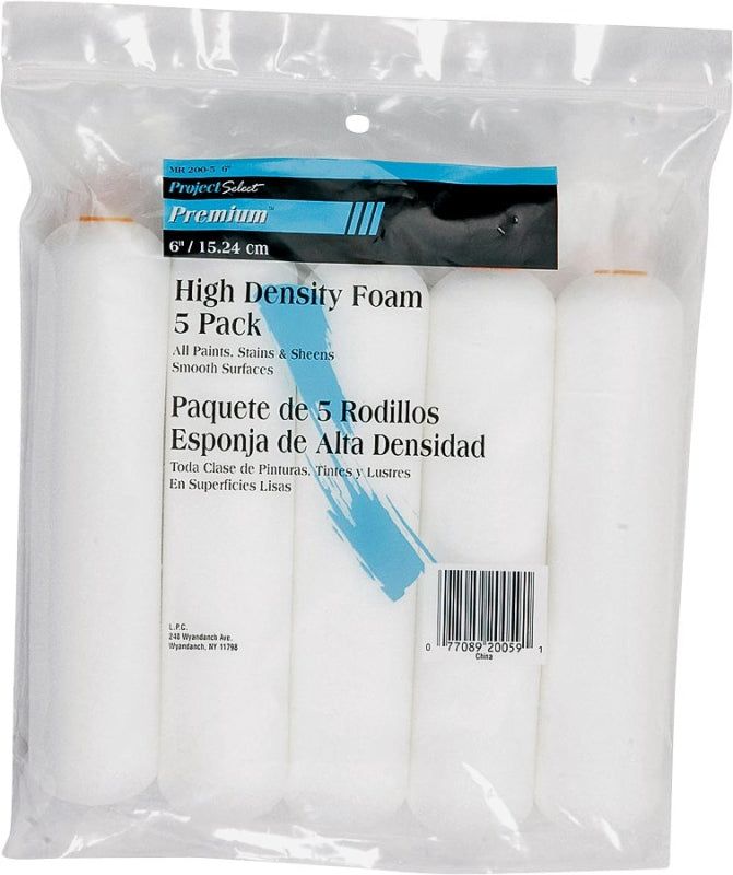 LINZER Linzer MR200-5-6 Roller Cover, White, 1/4 in Thick Nap, 6 in L, Foam Cover PAINT LINZER