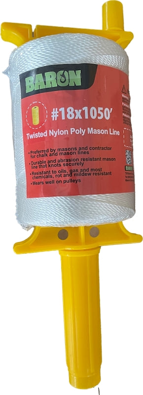 BARON Baron 58401 Twine, #18 Dia, 1050 ft L, 13 lb Working Load, Nylon/Poly, White HARDWARE & FARM SUPPLIES BARON