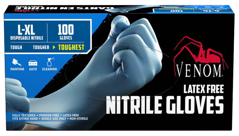 VENOM Venom Steel VEN4145 Non-Sterile Disposable Gloves, L/XL, Nitrile, Blue, 9 in L CLOTHING, FOOTWEAR & SAFETY GEAR VENOM