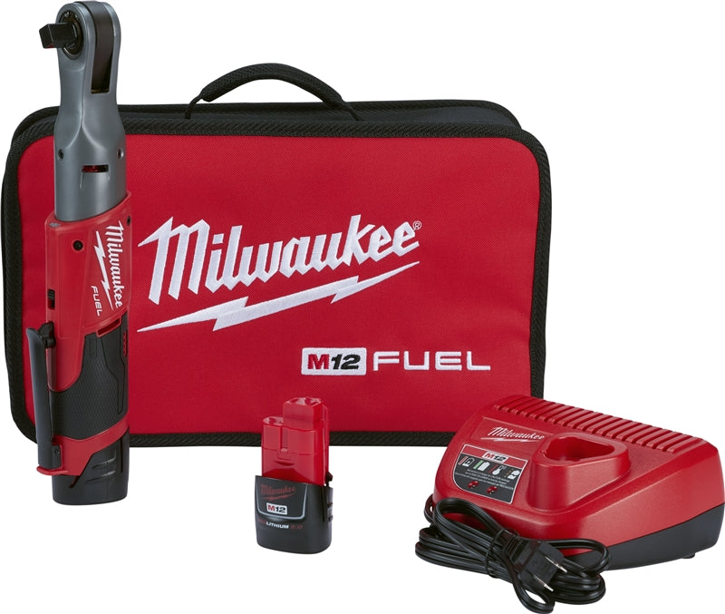 MILWAUKEE Milwaukee M12 2558-22 Ratchet Kit, Battery Included, 12 V, 2 Ah, 1/2 in Drive, 175 rpm Speed PAINT MILWAUKEE