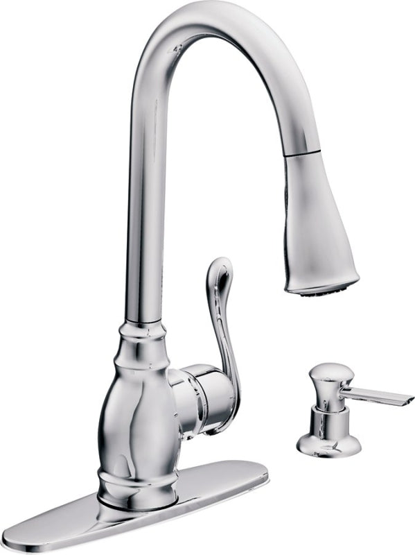 MOEN Moen CA87003SRS Kitchen Faucet, 1.5 gpm, 1-Handle, Metal, Stainless Steel, Deck, Lever Handle, High-Arc Spout PLUMBING, HEATING & VENTILATION MOEN