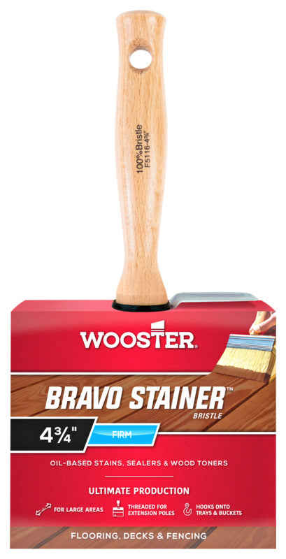 WOOSTER BRUSH Wooster F5116-4 Paint Brush, 4 in W, 2-9/16 in L Bristle, China Bristle, Threaded Handle PAINT WOOSTER BRUSH   