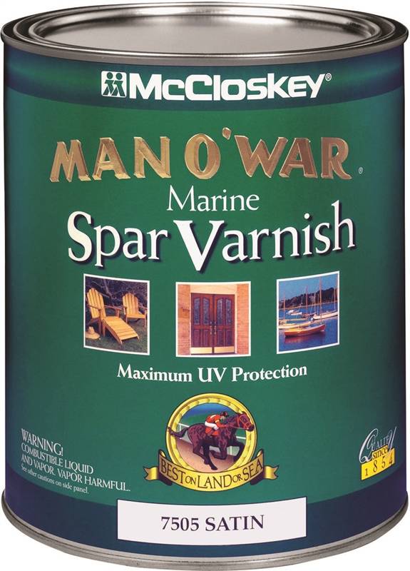 MCCLOSKEY McCloskey Man O' War 080.0007505.005 Marine Spar Varnish, Satin, Clear, Liquid, 1 qt, Can PAINT MCCLOSKEY