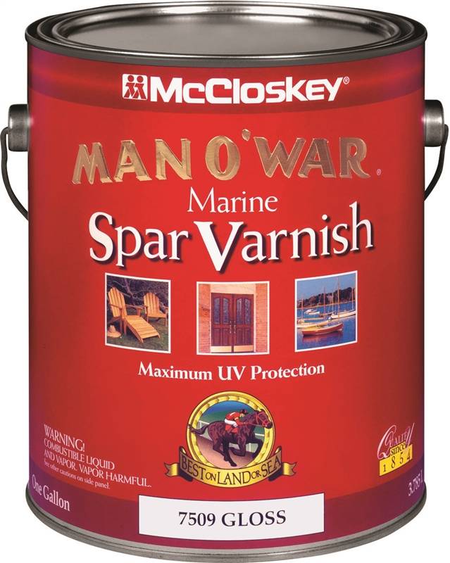 MCCLOSKEY McCloskey Man O' War 080.0007509.007 Marine Spar Varnish, Gloss, Clear, Liquid, 1 gal PAINT MCCLOSKEY