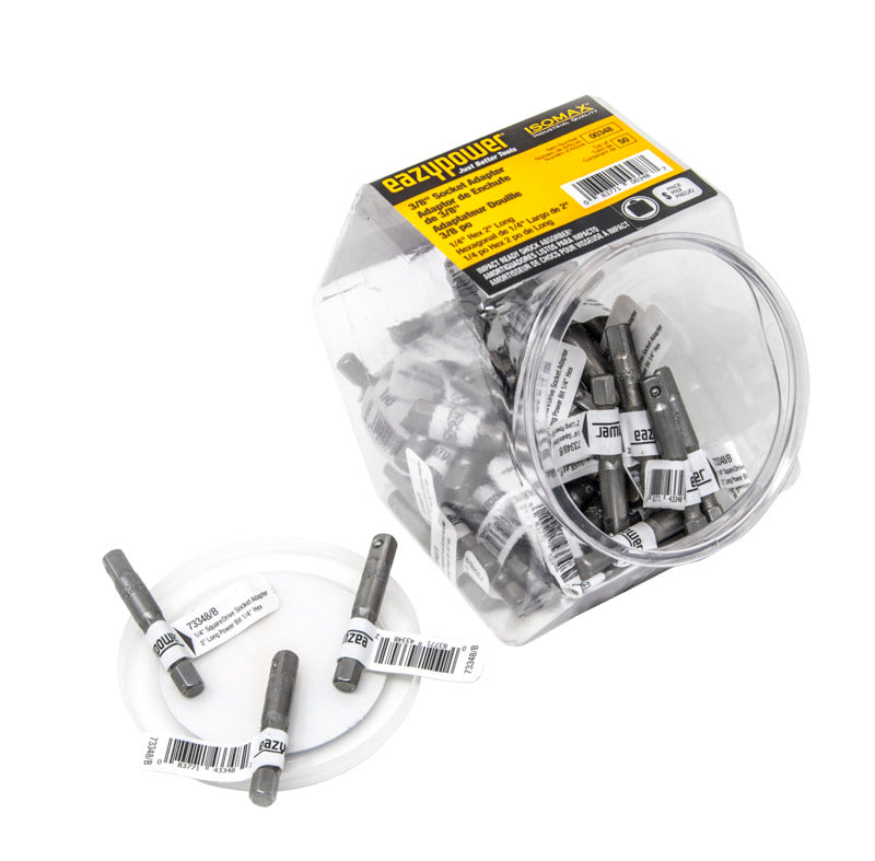 EAZYPOWER Eazypower 00348 Socket Adapter, 1/4 in Drive, Square Drive, 1/4 in Output Drive, Hex Output Drive, 2 in L TOOLS EAZYPOWER