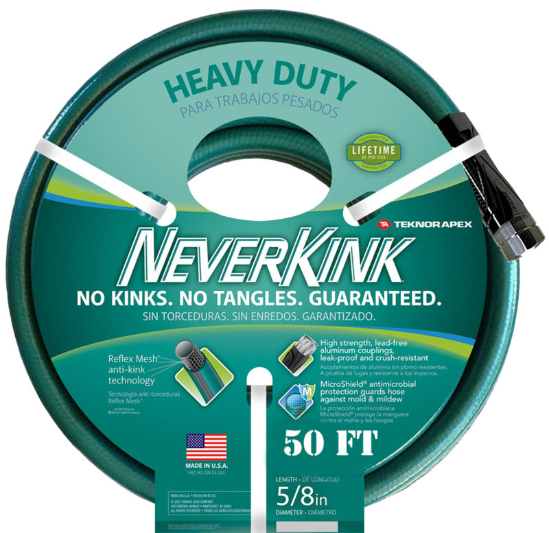 TEKNOR APEX Neverkink 8617-50/8615-50 Garden Hose, 50 ft L, Vinyl, Green