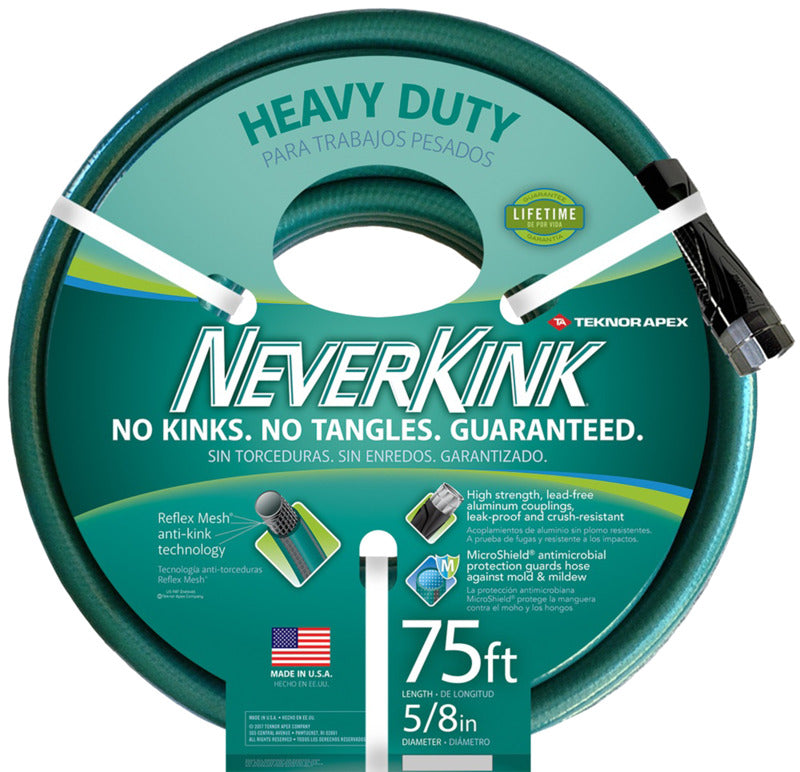 TEKNOR APEX Neverkink 8615-75 Heavy-Duty Garden Hose, 75 ft L, Green