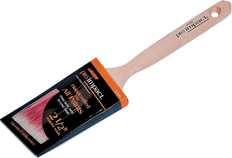 LINZER Linzer WC 2160-2.5 Paint Brush, Natural, Wood Handle, 2-1/2 in W, Angle Brush, 2-3/4 in L Bristle, Polyester Bristle
