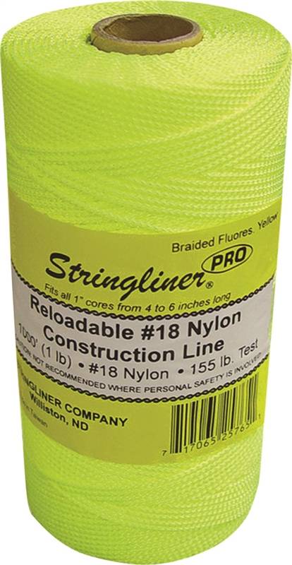 STRINGLINER BY U.S. TAPE Stringliner Pro Series 35765 Construction Line, #18 Dia, 1000 ft L, 165 lb Working Load, Nylon, Fluorescent Yellow HARDWARE & FARM SUPPLIES STRINGLINER BY U.S. TAPE