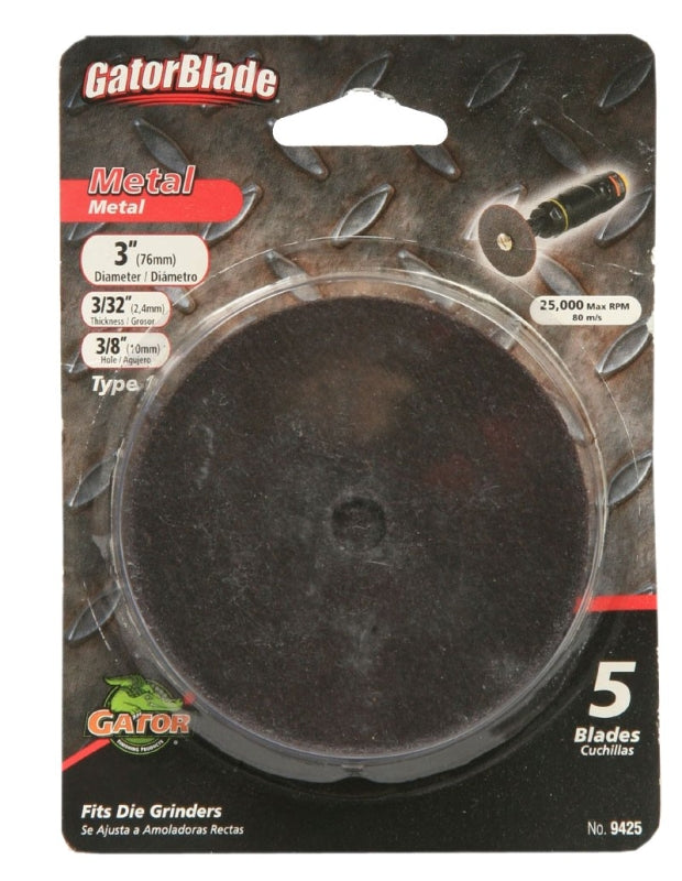 GATOR GatorBlade 9425 Cut-Off Wheel, 3 in Dia, 3/32 in Thick, 3/8 in Arbor TOOLS GATOR