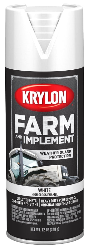 KRYLON Krylon K01937007 Farm Equipment Spray, Gloss, White, 12 oz PAINT KRYLON