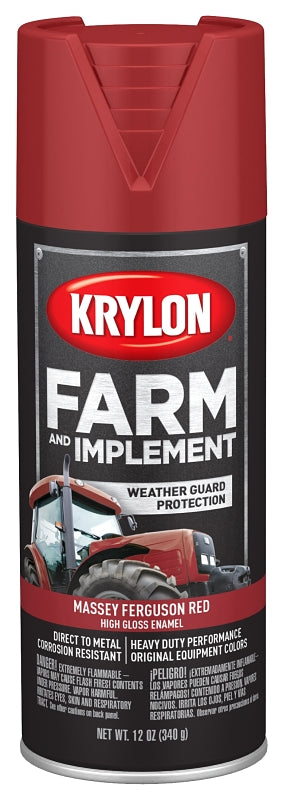 KRYLON Krylon K01939000 Farm Equipment Spray, High-Gloss, Massey Ferguson Red, 12 oz