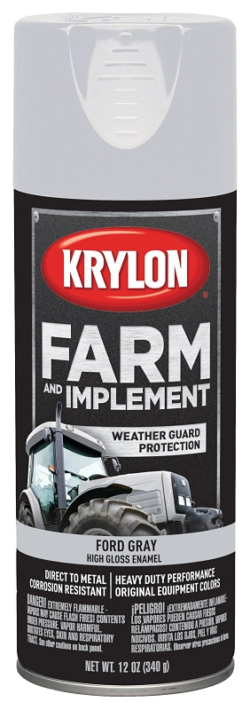 KRYLON Krylon K01942000 Farm Equipment Spray, High-Gloss, Ford Gray, 12 oz PAINT KRYLON