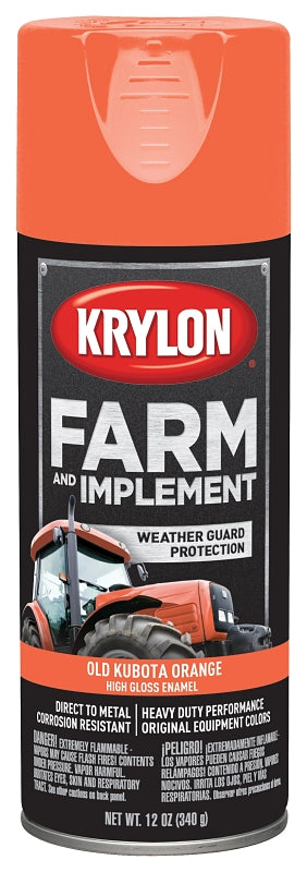 KRYLON Krylon K01946000 Farm Equipment Spray, High-Gloss, Old Kubota Orange, 12 oz