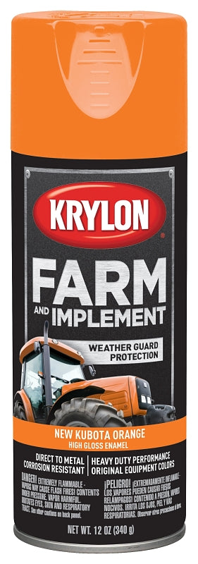 KRYLON Krylon K01954000 Farm Equipment Spray, High-Gloss, New Kubota Orange, 12 oz PAINT KRYLON