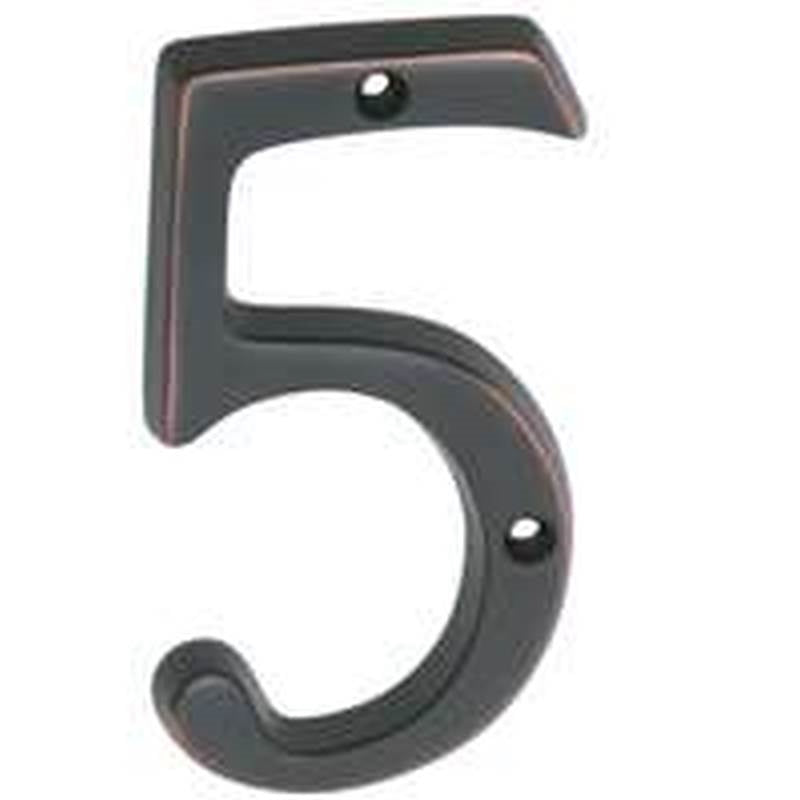 SCHLAGE BUILDERS HARDWARE Schlage SC2-3056-716 House Number, Character: 5, 4 in H Character, Bronze Character, Brass HARDWARE & FARM SUPPLIES SCHLAGE BUILDERS HARDWARE